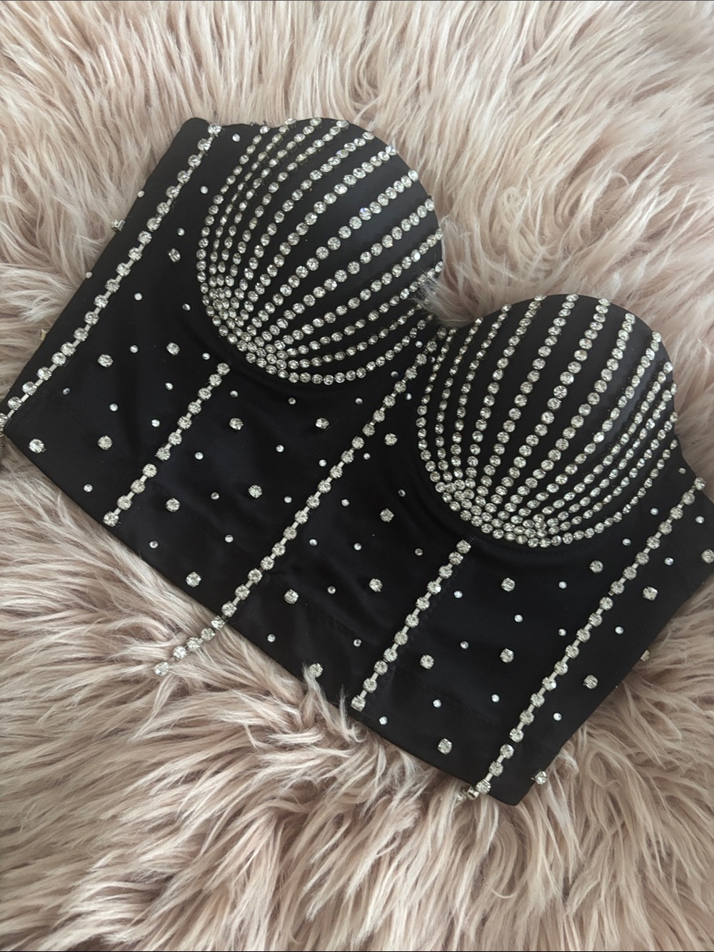 Black Rhinestone Bustier Top